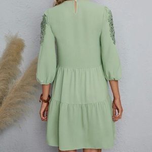 Guipure lace insert babydoll dress